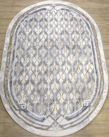 Ковер турецкий KN52B Rich (Полиэстер хит-сет, серый) овальный