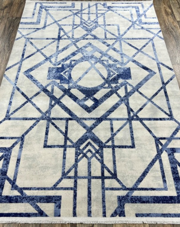 Ковер турецкий 04041A JULIA (Вискоза, синий, серый)